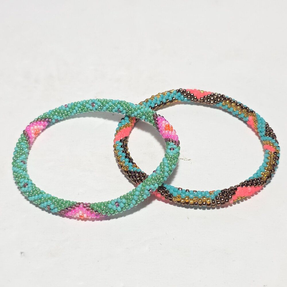 2 Sashka 8" Beaded Bracelets Handmade